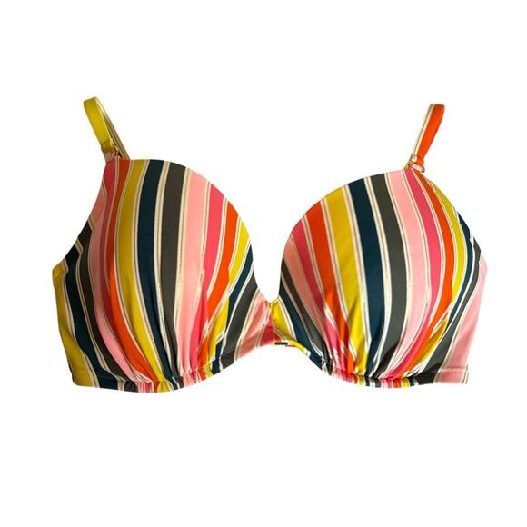Shade and Shore Women's Padded Underwire Striped Bikini Top Size 38DD Multi NWT - Picture 2 of 7